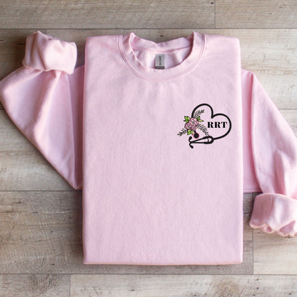 RRT Crewneck Sweater with Stethoscope and Flowers