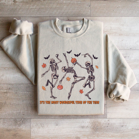 "It's the Most Wonderful Time of The Year" Halloween Skeleton Crewneck Sweater