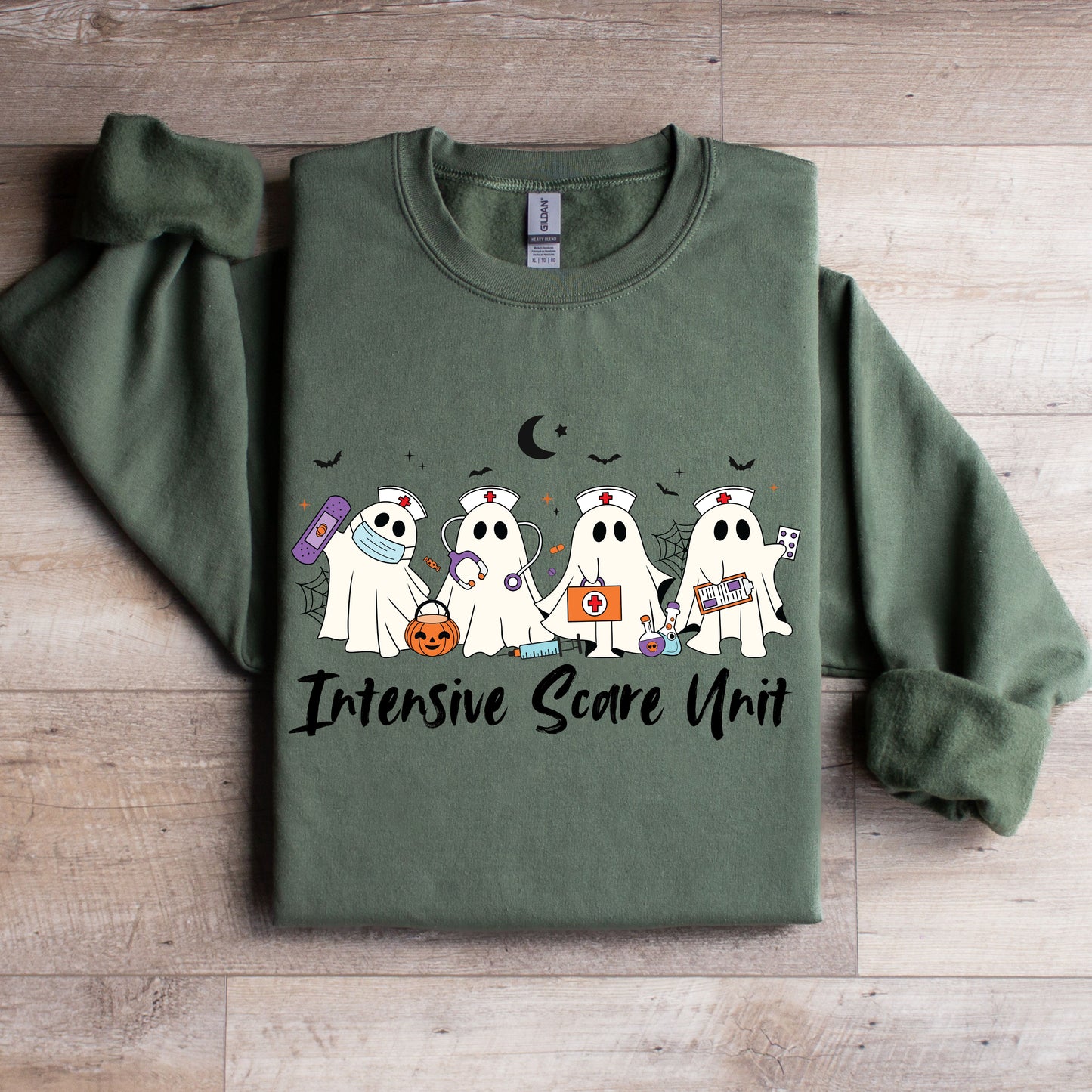 "Intense Scare Unit" Halloween Ghost Crewneck Sweater