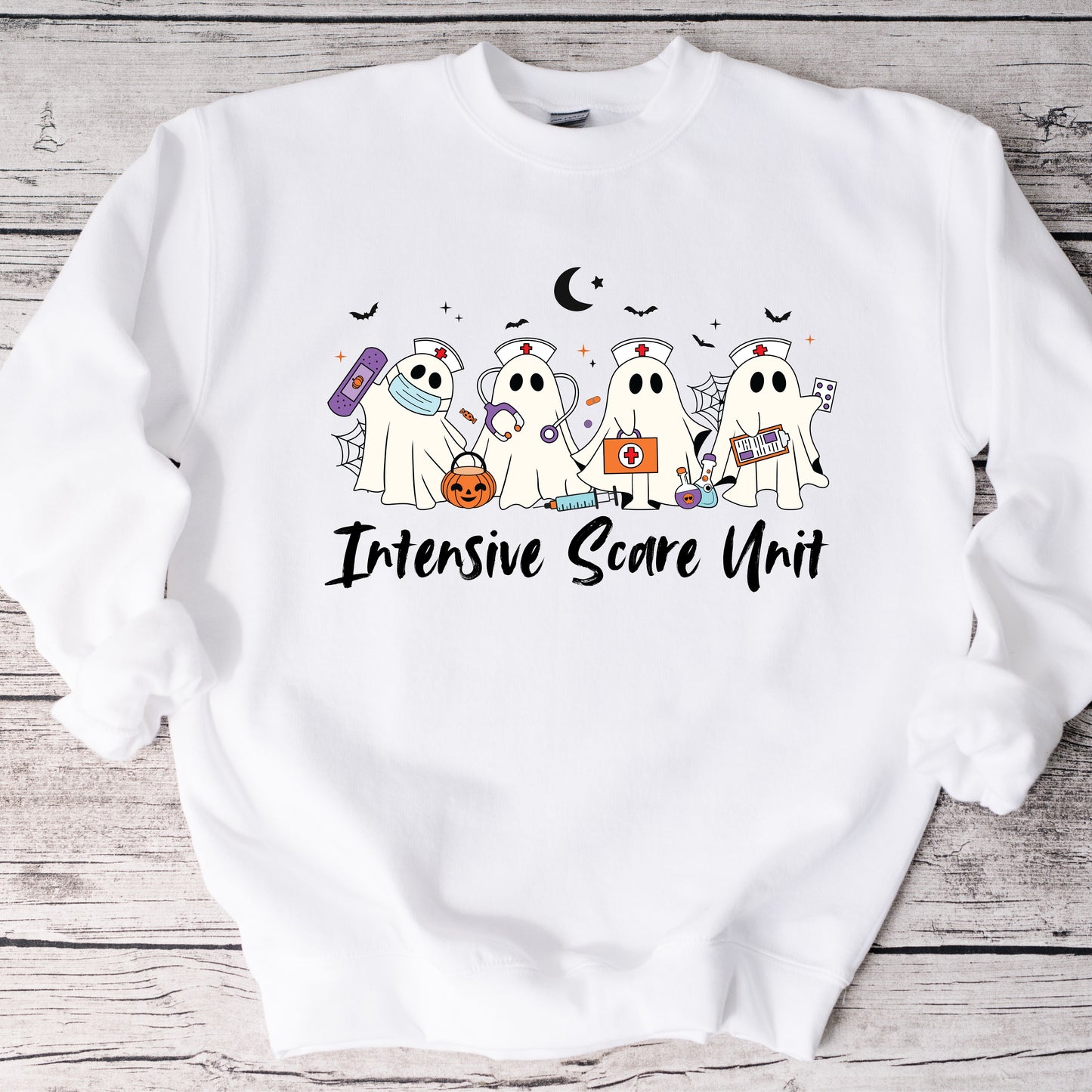 "Intense Scare Unit" Halloween Ghost Crewneck Sweater