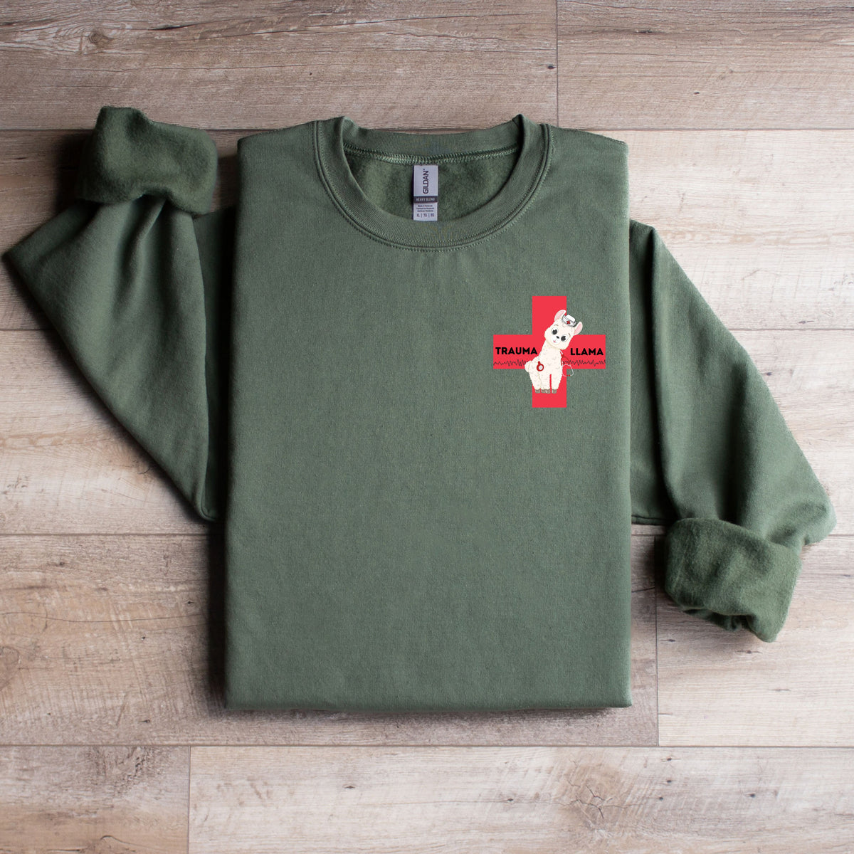 UAH Emerg: V-fib Trauma Llama Crewneck Sweater