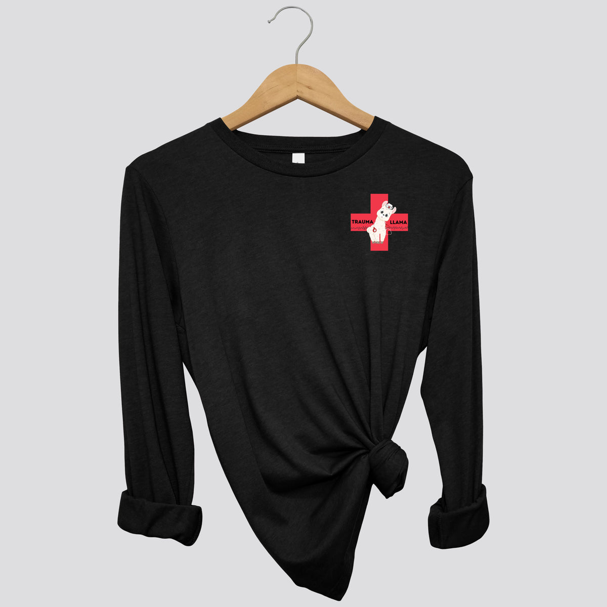 UAH Emerg: V-fib Trauma Llama Long Sleeve Shirt