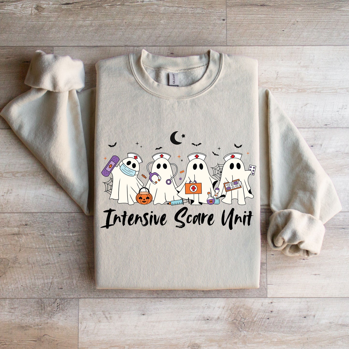 "Intense Scare Unit" Halloween Ghost Crewneck Sweater