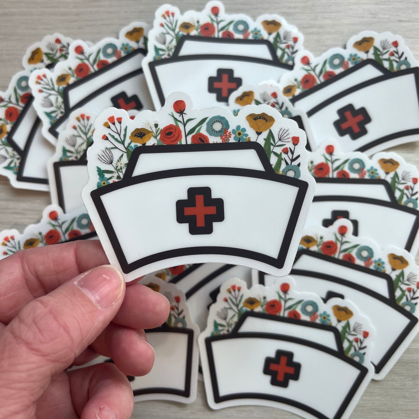 Floral Nursing Hat sticker