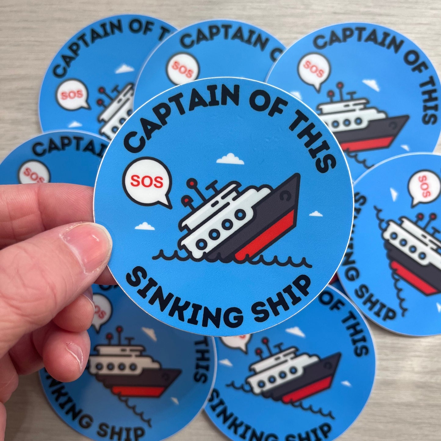 Funny Charge Nurse Sticker with phrase "Captain of this Sinking Ship"